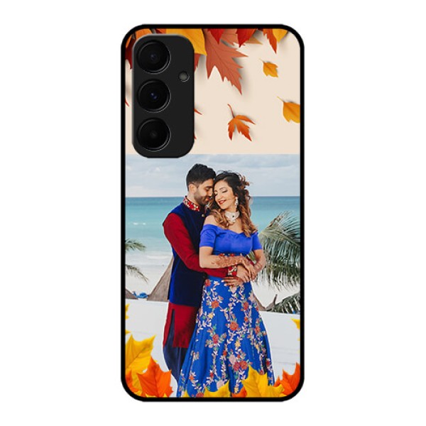 Samsung Galaxy A55 5G Custom Glass Phone Case - Autumn Maple Leaves Design Samsung Galaxy A55 5G Custom Glass Phone Case - Autumn Maple Leaves Design