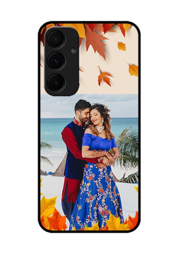 Samsung Galaxy A55 5G Custom Glass Phone Case - Autumn Maple Leaves Design