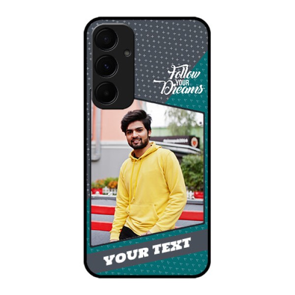Samsung Galaxy A55 5G Custom Glass Phone Case - Background Pattern Design With Quote Samsung Galaxy A55 5G Custom Glass Phone Case - Background Pattern Design With Quote