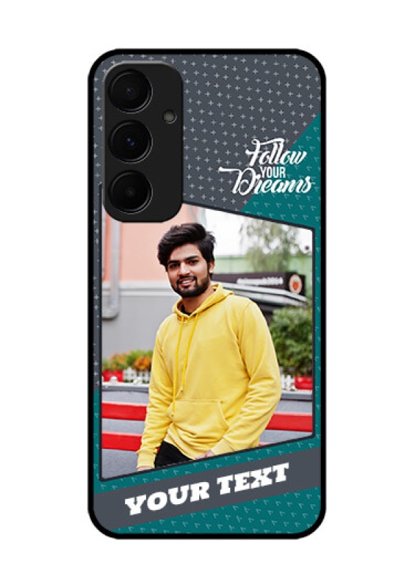 Samsung Galaxy A55 5G Custom Glass Phone Case - Background Pattern Design With Quote