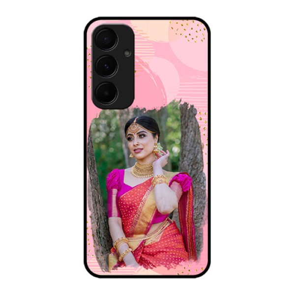 Samsung Galaxy A55 5G Custom Glass Phone Case - Gold Glitter Splash Design Samsung Galaxy A55 5G Custom Glass Phone Case - Gold Glitter Splash Design
