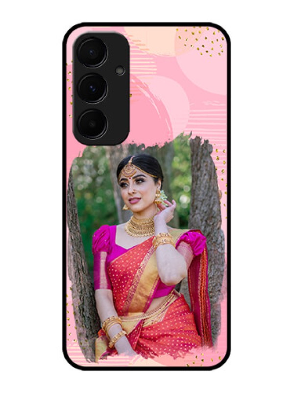 Custom Samsung Galaxy A55 5G Custom Glass Phone Case - Gold Glitter Splash Design