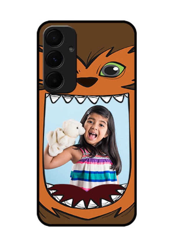 Samsung Galaxy A55 5G Custom Glass Phone Case - Owl Monster Back Case Design
