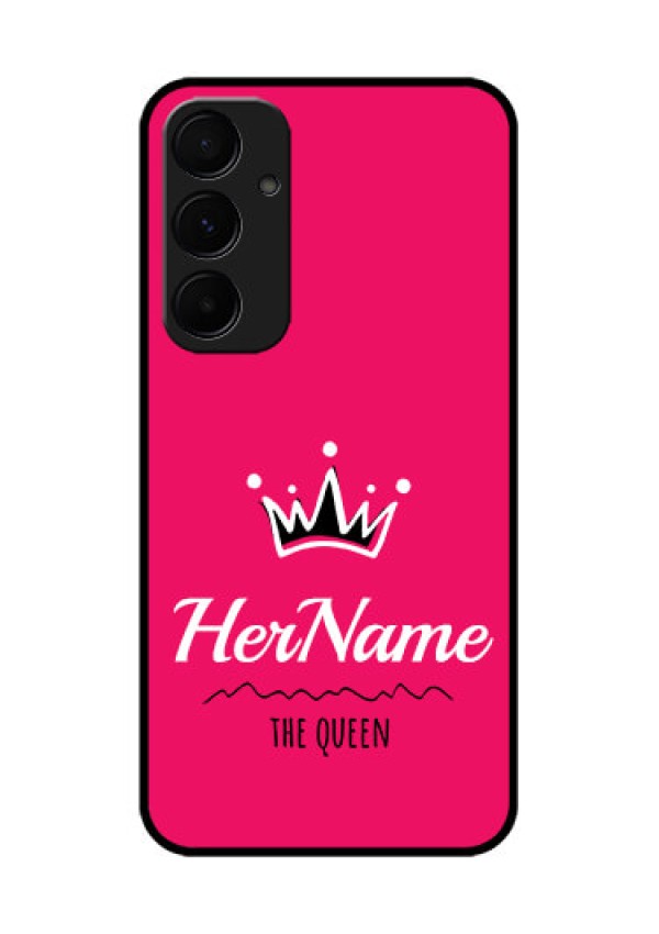 Samsung Galaxy A55 5G Custom Glass Phone Case - Queen With Name Design