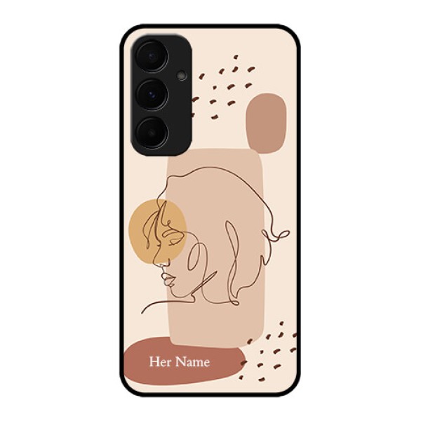 Samsung Galaxy A55 5G Custom Glass Phone Case - Calm Woman Line Art Design Samsung Galaxy A55 5G Custom Glass Phone Case - Calm Woman Line Art Design