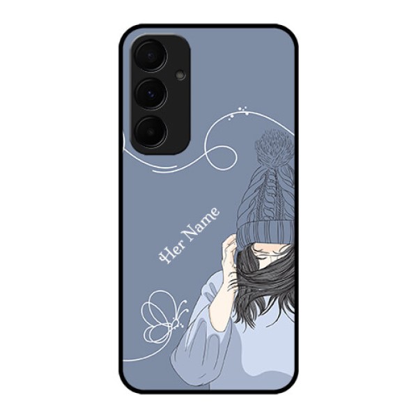 Samsung Galaxy A55 5G Custom Glass Phone Case - Girl In Winter Outfit Design