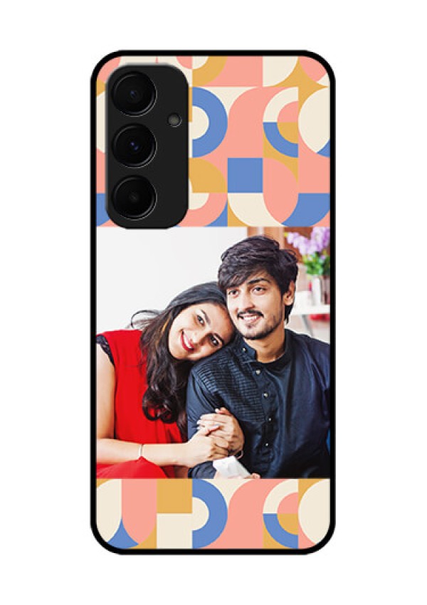 Samsung Galaxy A55 5G Custom Glass Phone Case - Semi - Circle Maze Pattern Design
