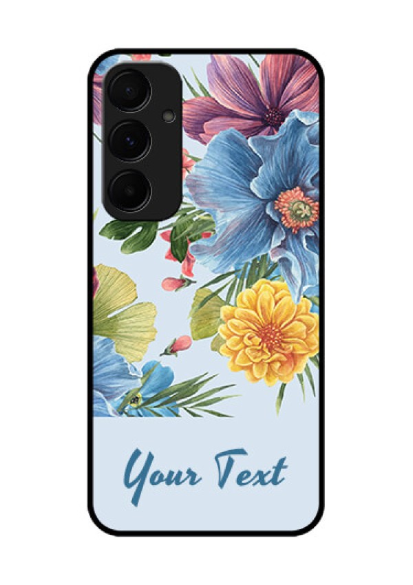 Samsung Galaxy A55 5G Custom Glass Phone Case - Stunning Watercolored Flowers Painting Design
