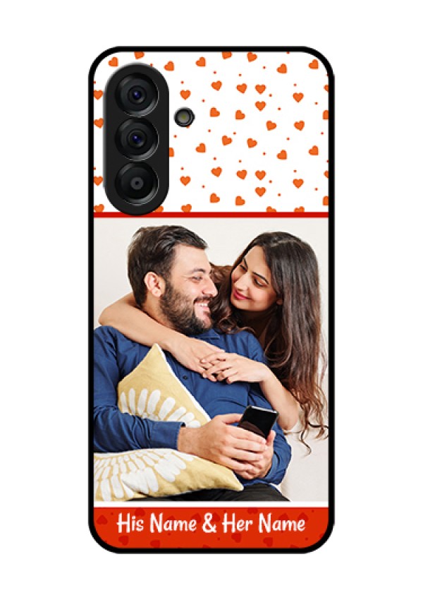 Galaxy A56 5G Custom Glass Phone Case - Orange Love Symbol Design