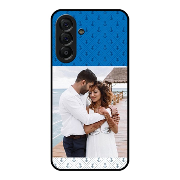 Galaxy A56 5G Custom Glass Phone Case - Blue Anchors Design