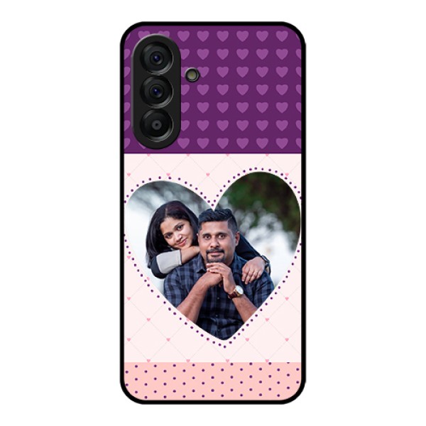 Galaxy A56 5G Custom Glass Phone Case - Violet Love Dots Design