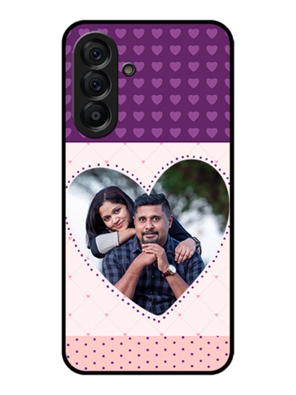 Custom Galaxy A56 5G Custom Glass Phone Case - Violet Love Dots Design