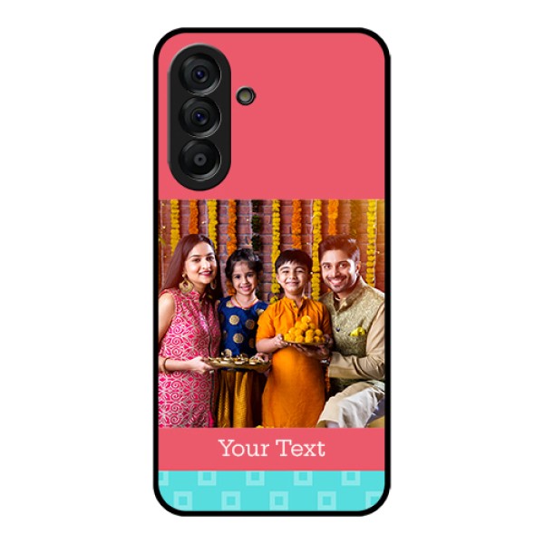 Galaxy A56 5G Custom Glass Phone Case - Peach & Blue Color Design Galaxy A56 5G Custom Glass Phone Case - Peach & Blue Color Design