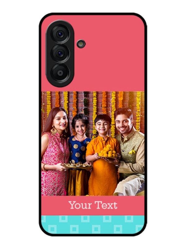 Custom Galaxy A56 5G Custom Glass Phone Case - Peach & Blue Color Design