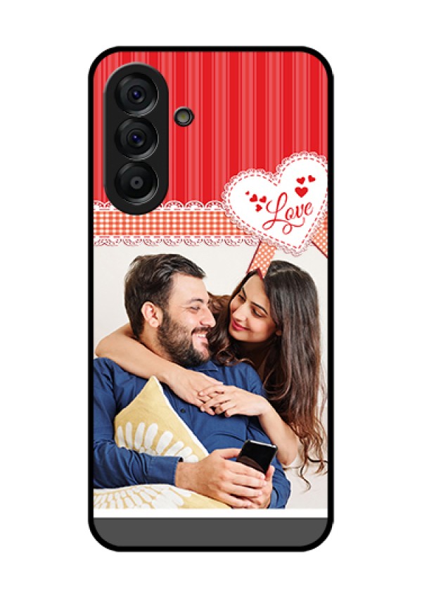 Galaxy A56 5G Custom Glass Phone Case - Red Love Pattern Design