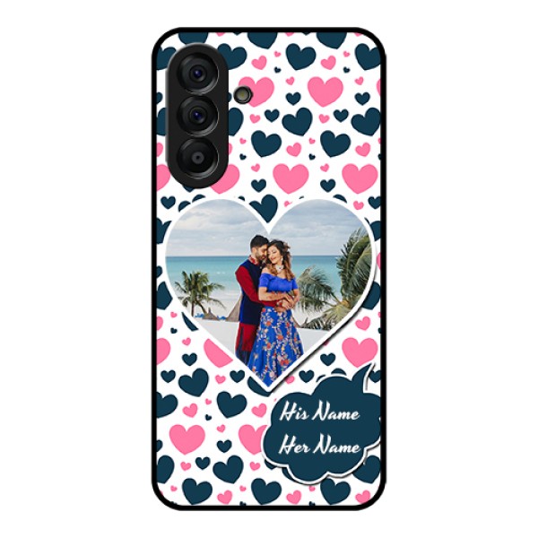Galaxy A56 5G Custom Glass Phone Case - Pink & Blue Heart Design