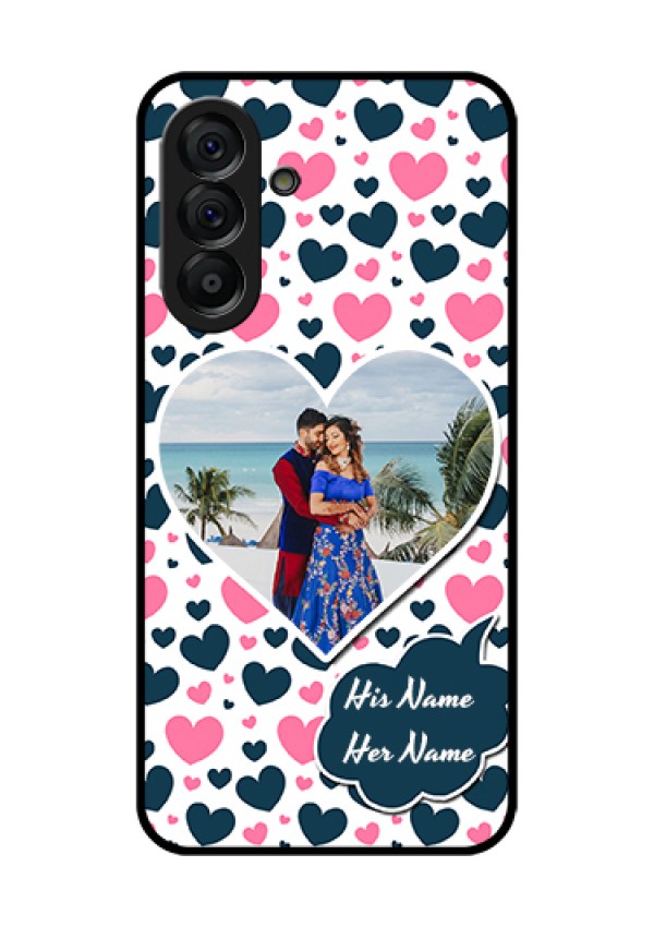 Galaxy A56 5G Custom Glass Phone Case - Pink & Blue Heart Design
