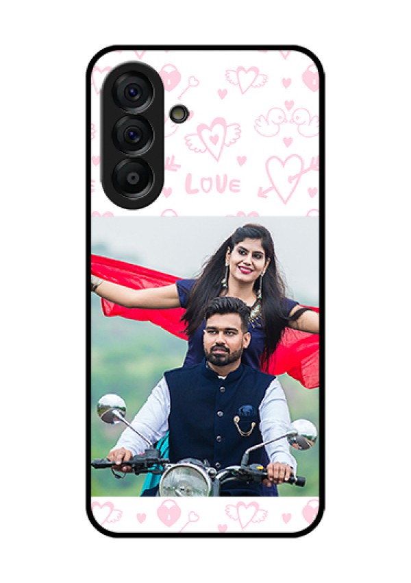 Galaxy A56 5G Custom Glass Phone Case - Pink Flying Heart Design