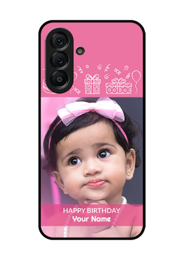 Galaxy A56 5G Custom Glass Phone Case - With Birthday Line Art Design
