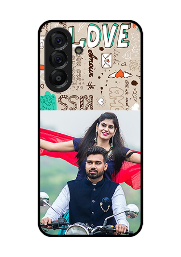 Galaxy A56 5G Custom Glass Phone Case - Love Doodle Pattern