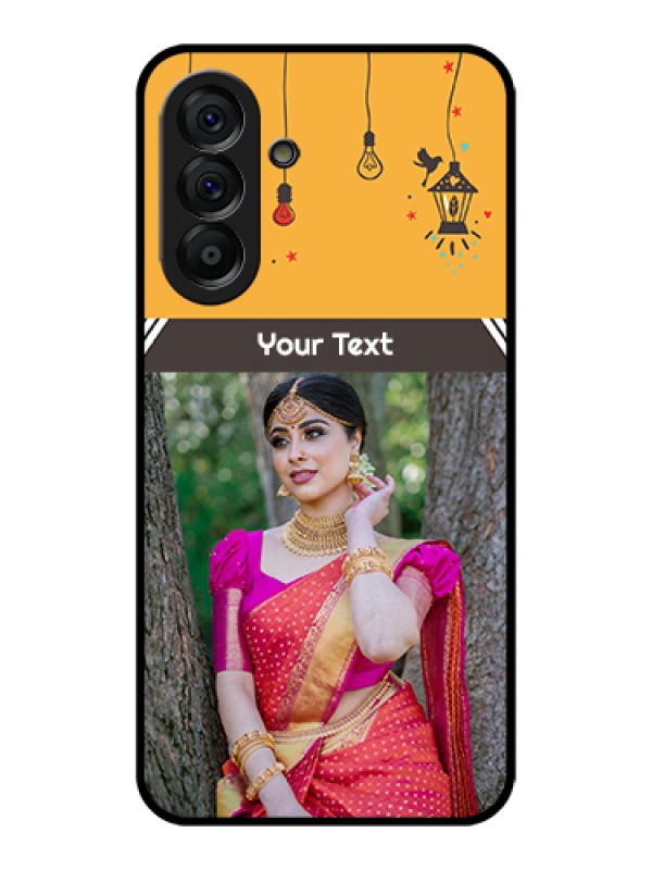 Custom Galaxy A56 5G Custom Glass Phone Case - With Family Picture And Icons