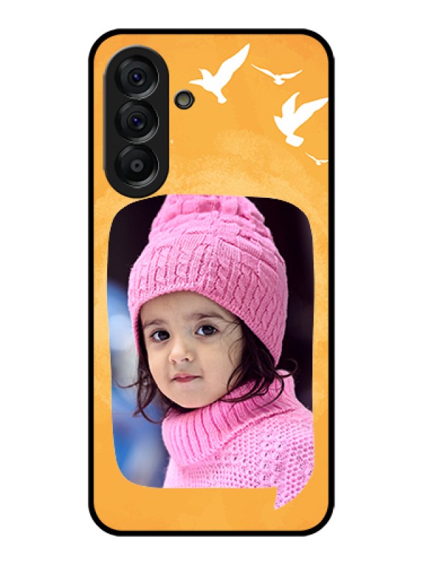 Custom Galaxy A56 5G Custom Glass Phone Case - Water Color Design With Bird Icons