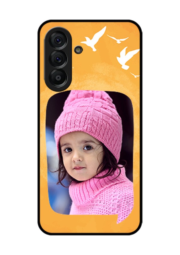 Galaxy A56 5G Custom Glass Phone Case - Water Color Design With Bird Icons