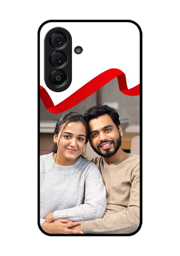 Galaxy A56 5G Custom Glass Phone Case - Red Ribbon Frame Design