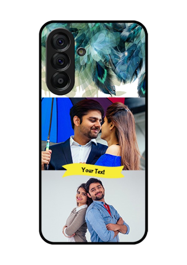 Galaxy A56 5G Custom Glass Phone Case - Image With Boho Peacock Feather Design