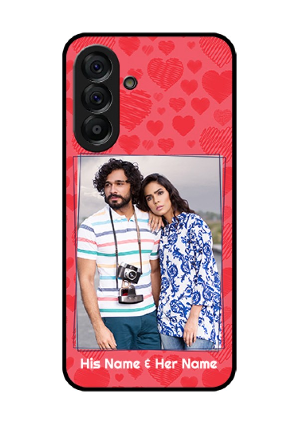 Galaxy A56 5G Custom Glass Phone Case - With Red Heart Symbols Design