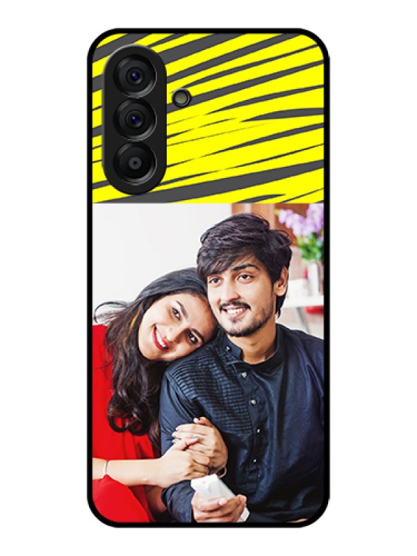 Custom Galaxy A56 5G Custom Glass Phone Case - Yellow Abstract Design