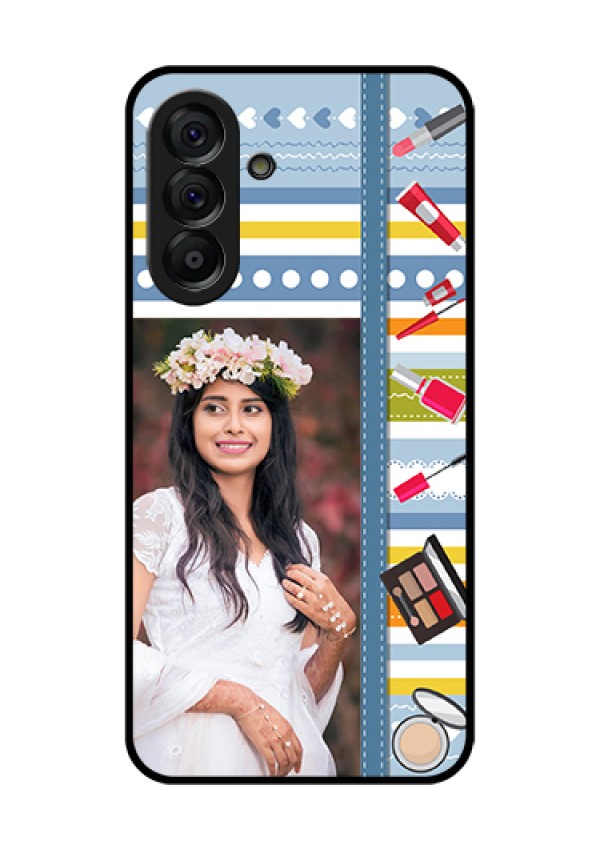 Galaxy A56 5G Custom Glass Phone Case - Makeup Icons Design