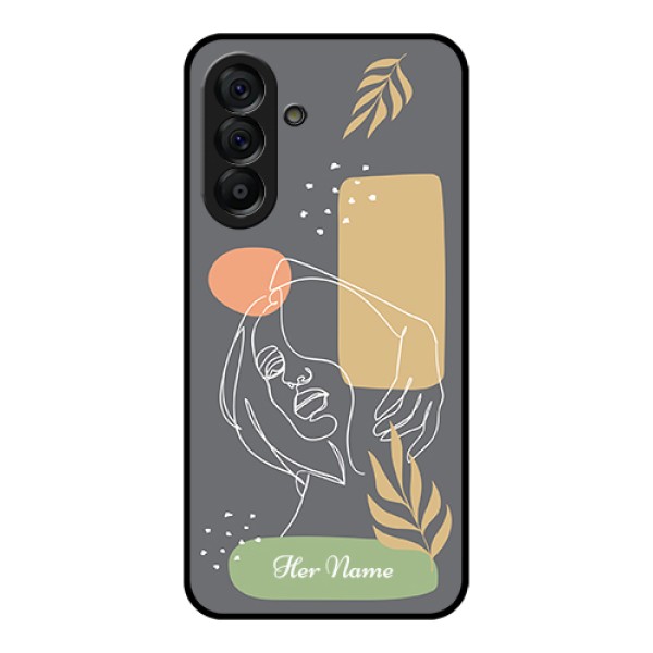 Galaxy A56 5G Custom Glass Phone Case - Gazing Woman Line Art Design