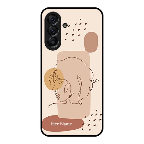 Galaxy A56 5G Custom Glass Phone Case - Calm Woman Line Art Design Galaxy A56 5G Custom Glass Phone Case - Calm Woman Line Art Design