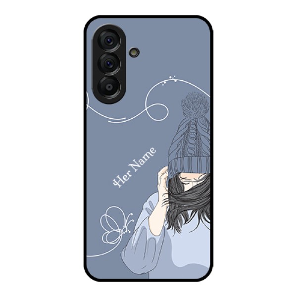 Galaxy A56 5G Custom Glass Phone Case - Girl In Winter Outfit Design