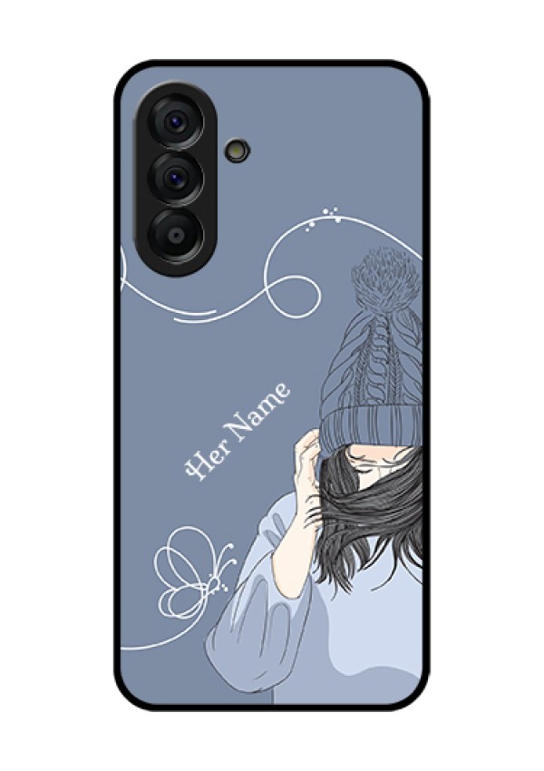 Galaxy A56 5G Custom Glass Phone Case - Girl In Winter Outfit Design