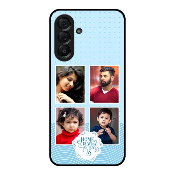 Galaxy A56 5G Custom Glass Phone Case - Cute Love Quote With 4 Pic Upload Design Galaxy A56 5G Custom Glass Phone Case - Cute Love Quote With 4 Pic Upload Design