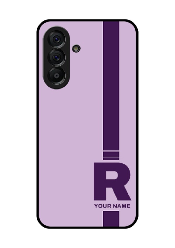 Galaxy A56 5G Custom Glass Phone Case - Simple Dual Tone Stripe With Name Design