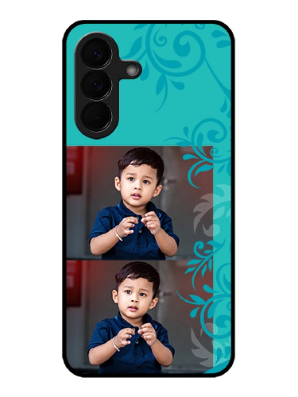 Custom Samsung Galaxy A57 5G Custom Glass Phone Case - With Photo And Green Floral Design