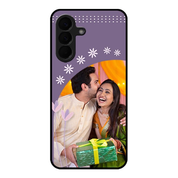 Samsung Galaxy A57 5G Custom Glass Phone Case - Lavender Flowers Design Samsung Galaxy A57 5G Custom Glass Phone Case - Lavender Flowers Design