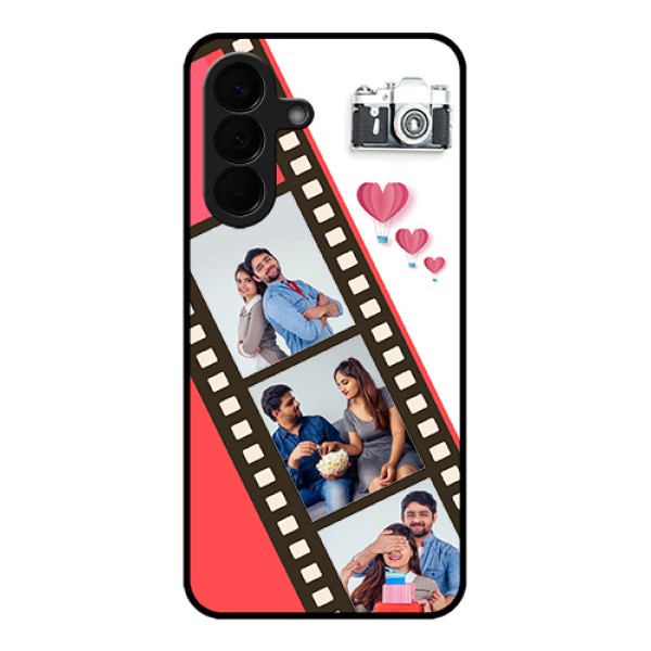 Samsung Galaxy A57 5G Custom Glass Phone Case - 3 Image Holder With Film Reel Samsung Galaxy A57 5G Custom Glass Phone Case - 3 Image Holder With Film Reel
