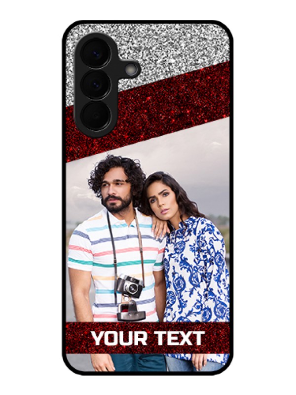 Custom Samsung Galaxy A57 5G Custom Glass Phone Case - Image Holder With Glitter Strip Design