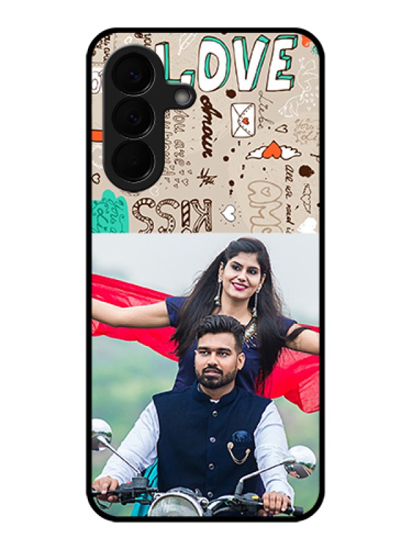 Custom Samsung Galaxy A57 5G Custom Glass Phone Case - Love Doodle Pattern