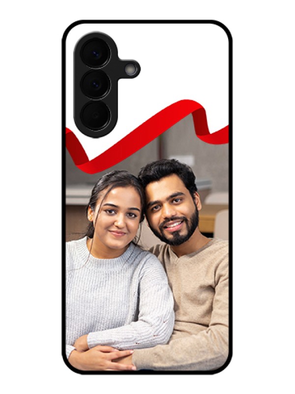 Custom Samsung Galaxy A57 5G Custom Glass Phone Case - Red Ribbon Frame Design