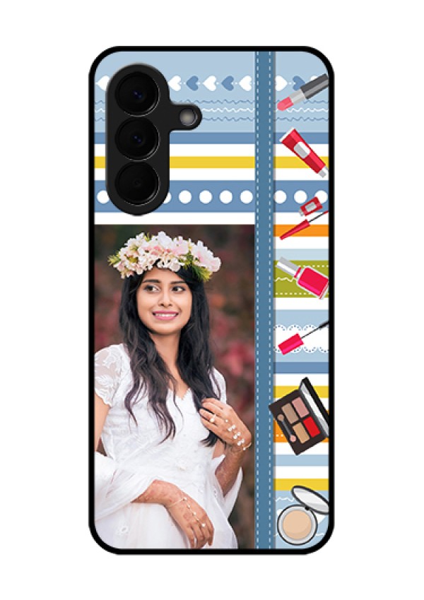 Samsung Galaxy A57 5G Custom Glass Phone Case - Makeup Icons Design
