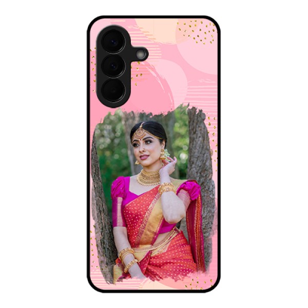 Samsung Galaxy A57 5G Custom Glass Phone Case - Gold Glitter Splash Design Samsung Galaxy A57 5G Custom Glass Phone Case - Gold Glitter Splash Design