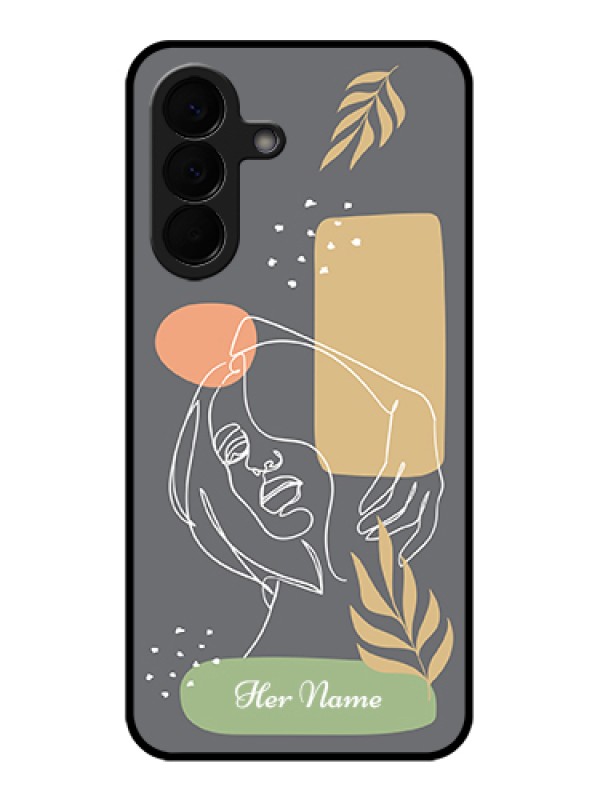 Custom Samsung Galaxy A57 5G Custom Glass Phone Case - Gazing Woman Line Art Design