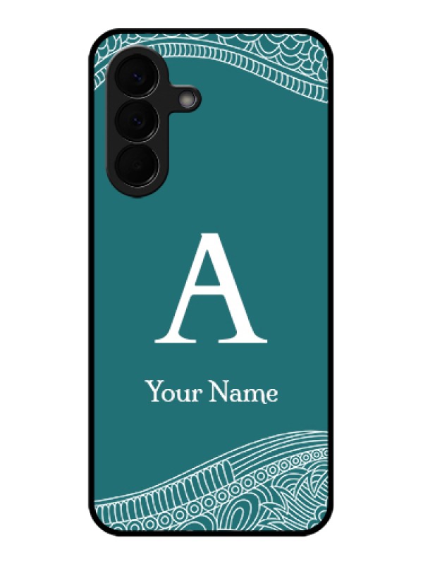 Custom Samsung Galaxy A57 5G Custom Glass Phone Case - Line Art Pattern With Custom Name Design