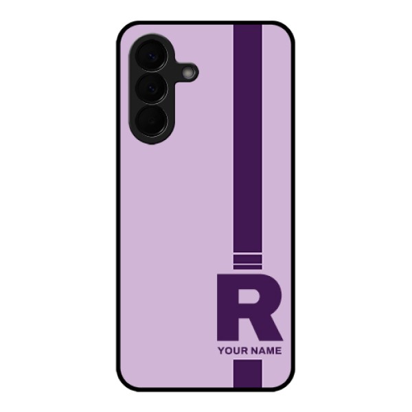 Samsung Galaxy A57 5G Custom Glass Phone Case - Simple Dual Tone Stripe With Name Design Samsung Galaxy A57 5G Custom Glass Phone Case - Simple Dual Tone Stripe With Name Design