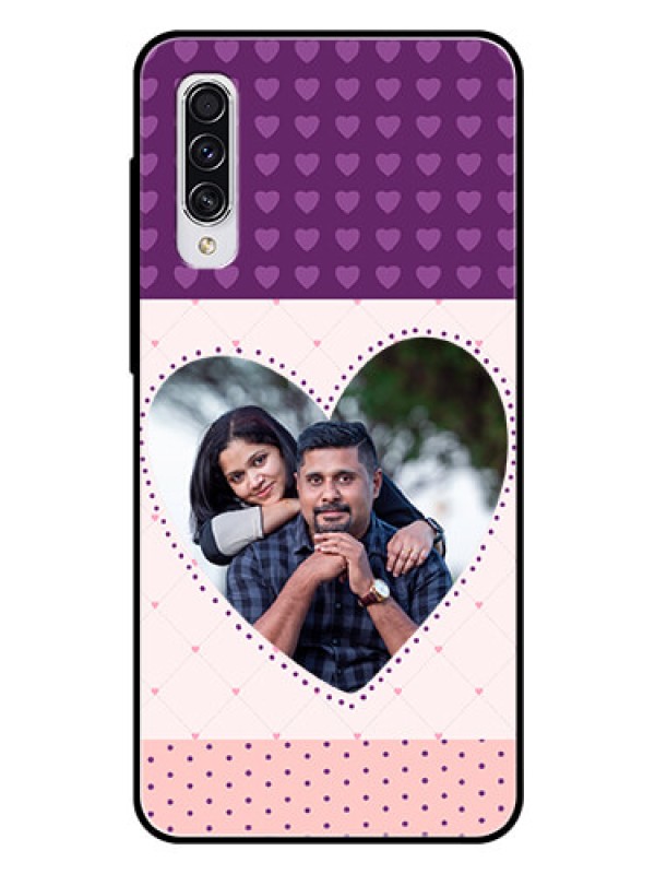 Custom Samsung Galaxy A70 Custom Glass Phone Case  - Violet Love Dots Design